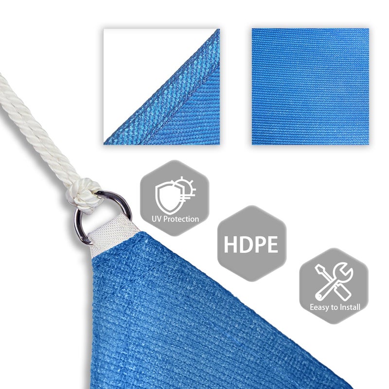 Patio Paradise 20' x 20' x 20' Sun Shade Sail Triangle Canopy Shade Cloth Fabric Sunlight Block Patio Pergola Cover HDPE Deck Awning for Outdoor Backyard Roof Shading, Blue - Image 3
